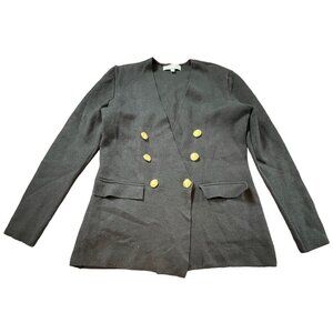 Marled Reunited Black‎ Blazer Gold Buttons  L classic Work Preppy equestrian